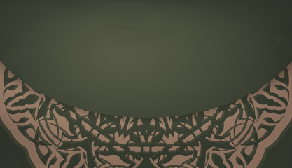 Green color background with abstract brown ornament for design under logo or text