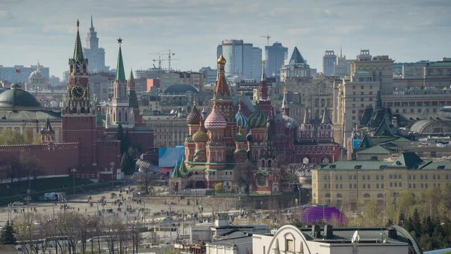 top view of Red Square, spring, timelapse