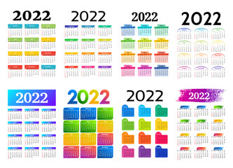Calendar for 2022 isolated on a white background