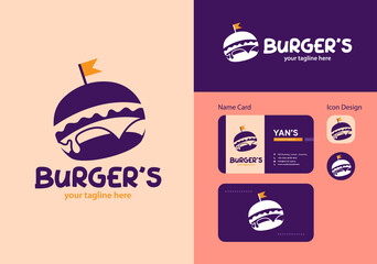 burger logo for restaurant and cafe - obrazy, fototapety, plakaty