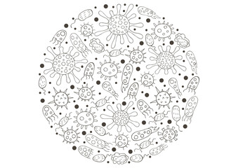 Monochrome medical illustrations. Coloring pages, black and white