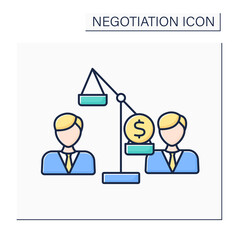 Zero-sum color icon.Superiority of one person over another. One side gains.Negotiation concept. Isolated vector illustration