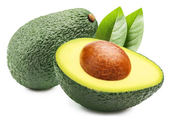Green avocado, isolated on white background