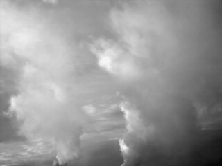 Black and white image of hazardous emissions from the chemical industry.