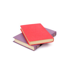 Red and purple books isolated on a white background
