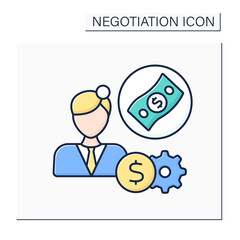 Salary expectations color icon. Interview question. Thinking about the expected salary taking into personal skills and abilities. Negotiation concept. Isolated vector illustration