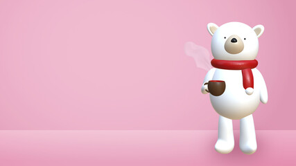 Clay style, Hot drinks and bear ,粘土風,温かい飲み物とシロクマ