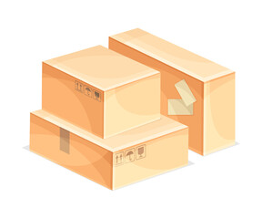 Stacked cardboard parcel boxes. Modern delivery service technology vector illustration