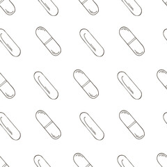 Monochrome medical seamless pattern. Coloring pages, black and white