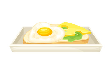 Sandwich with cheese and egg. Tasty food dish for breakfast vector illustration
