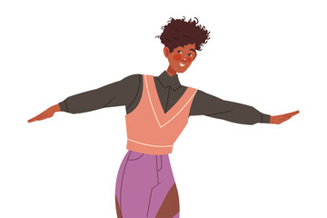 Happy romantic young man standing with his arms outstretched vector illustration