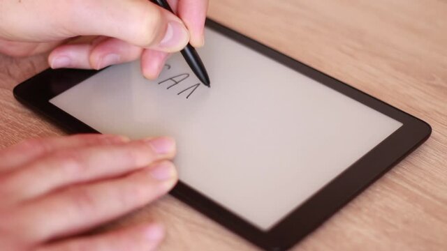 Writing SANCTIONS on Electronic tablet