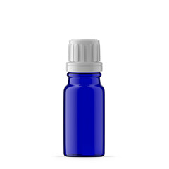 10 ml Blue Glass Essential Oil Bottle. Isolated	