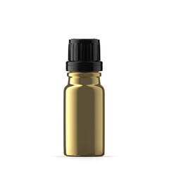 10 ml Gold Glass Essential Oil Bottle. Isolated