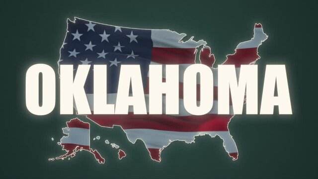Oklahoma federal state blinking red highlighted in map of USA