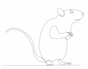 mouse, rat drawing by one continuous line, sketch