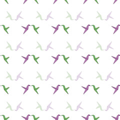 Vector White hummingbird Origami birds background pattern