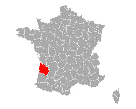 Karte von Gironde in Frankreich