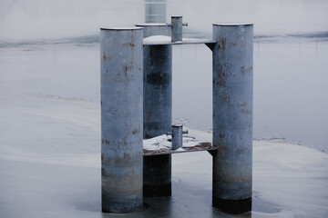 Iron supports for the pier.