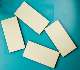 Green ceramic files on the blue background