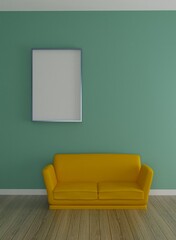 picture frame concept. empty room interior 3d rendering
