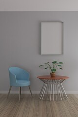 picture frame concept. empty room interior 3d rendering