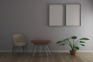 picture frame concept. empty room interior 3d rendering