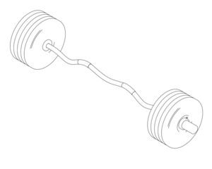 Contour of a sports bar from black lines isolated on a white background. Isometric view. Vector illustration