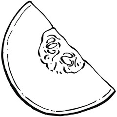 Melon realistic vector sketch. Decorative retro style collection hand drawn farm product for restaurant menu, market label, logo, emblem and  kitchen design. Decoration for food packaging.