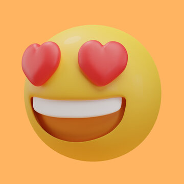 Heart Love Eyes Emoji 3d Illustration