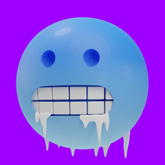 freeze face emoji 3d illustration