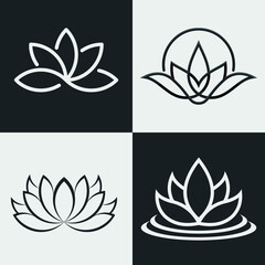 Set of lotus flower. Yoga logo, lotus logo