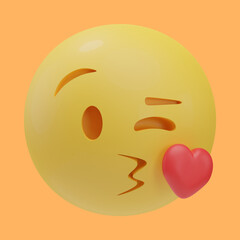 kiss emoji 3d illustration