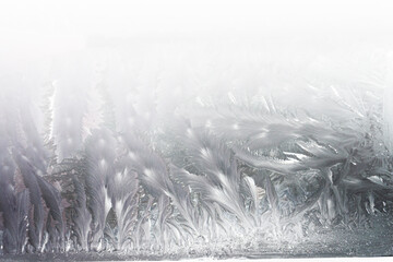 Abstract ice frost natural background with hoarfrost crystals.