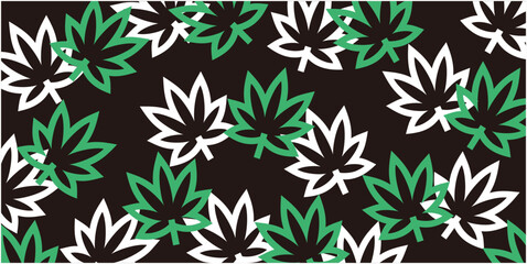 Fototapeta premium Cannabis leaf pattern background for website or wrapping paper (Black background version)