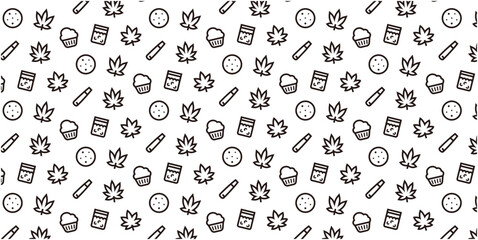 Cannabis icon pattern background for website or wrapping paper (Monotone version)