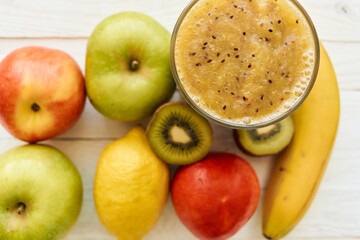 fruit smoothie fresh Fresh Desert milkshake top view