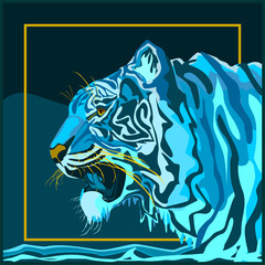 Water tiger animal of 2022 year head side view
