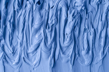 Light blue bentonite facial clay (alginate mask, face cream, body wrap) texture close up, selective...
