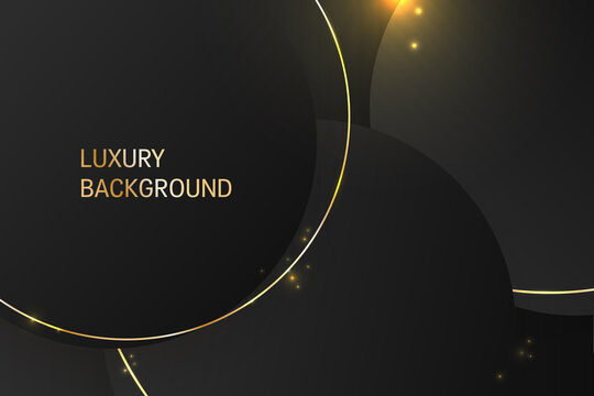 Luxury circles black gold background vector graphic design. Sumptuous deluxe backdrop with circles.