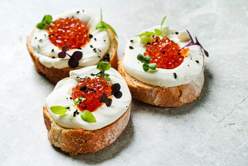 canape with caviar and herbs