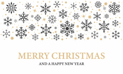 Fototapeta premium Snowflakes. Winter abstract background. New Year, Christmas. Decorative winter background with snowflakes, snow, stars, design elements