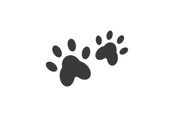 Fototapeta na wymiar Two black cat footprints icon isolated on circle on white background for website, application, printing, document, poster design, etc. vector EPS10