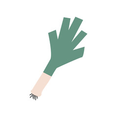 Doodle leek with root. Vector clipart.