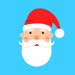 Santa Claus face. Christmas and New Year character. Vector illustration