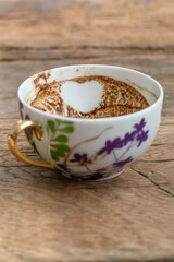 heart shape in Turkish coffee grounds in cup