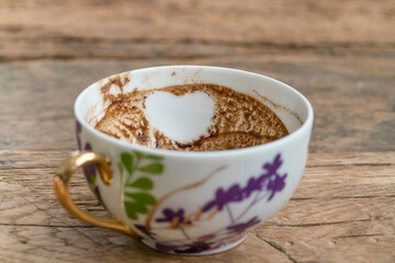 heart shape in Turkish coffee grounds for fortune telling