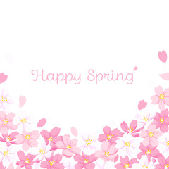 桜の花の装飾フレーム　正方形サイズ　背景イラスト　デザイン用のベクター素材