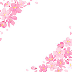 桜の花の装飾フレーム　正方形サイズ　背景イラスト　デザイン用のベクター素材