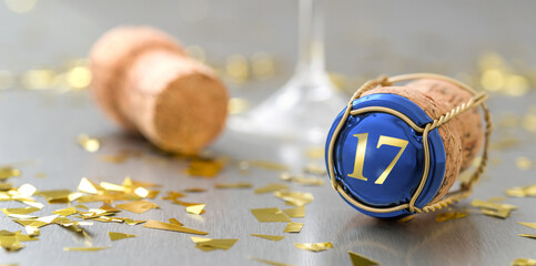 Champagne cap with the Number 17